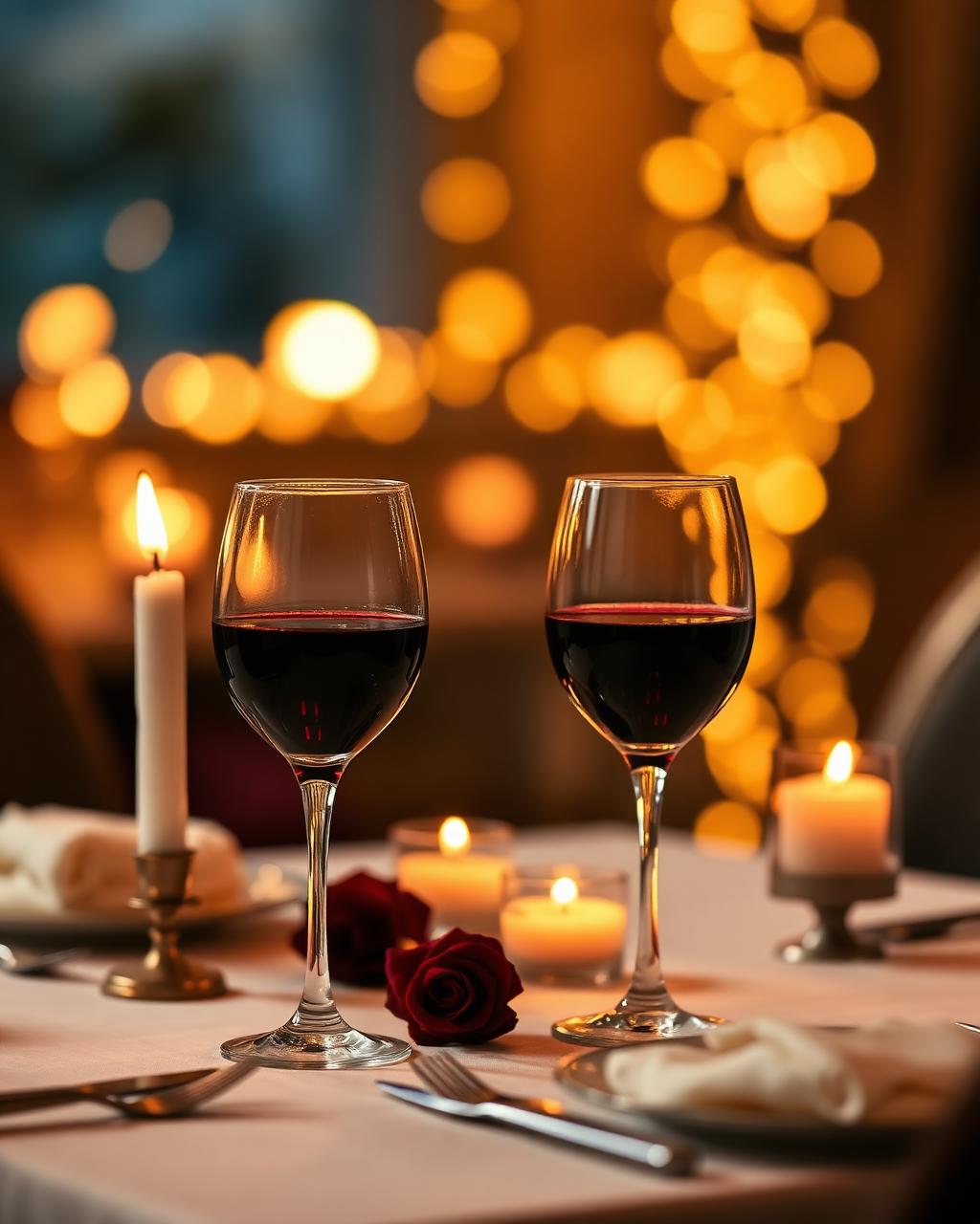 A couple enjoying a candlelit night together